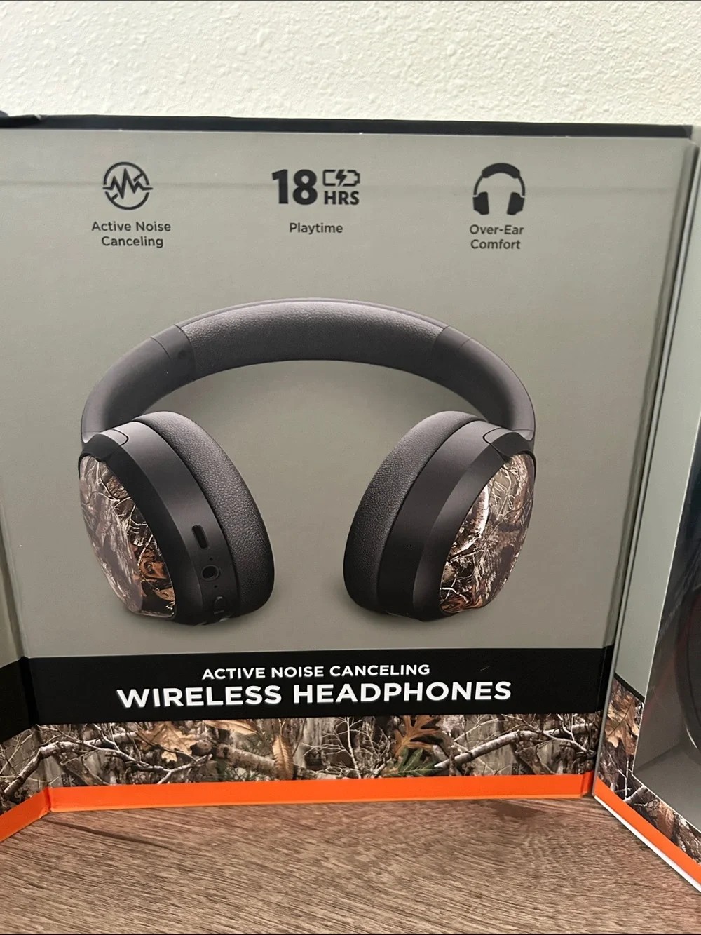 Over-Ear Wireless Headphones in Black with Camo Ear Cups